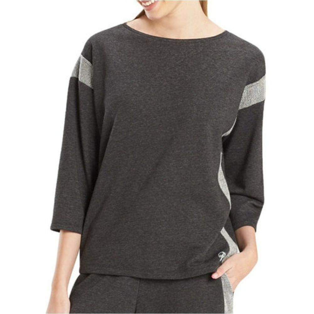Josie Natori 3/4 Sleeve Crew Neck Active WearTop Sz Med